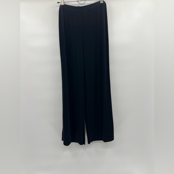 Chico's Travelers Size 2R (US L) Black Wide Leg Pants Jersey Stretch - Picture 5 of 10